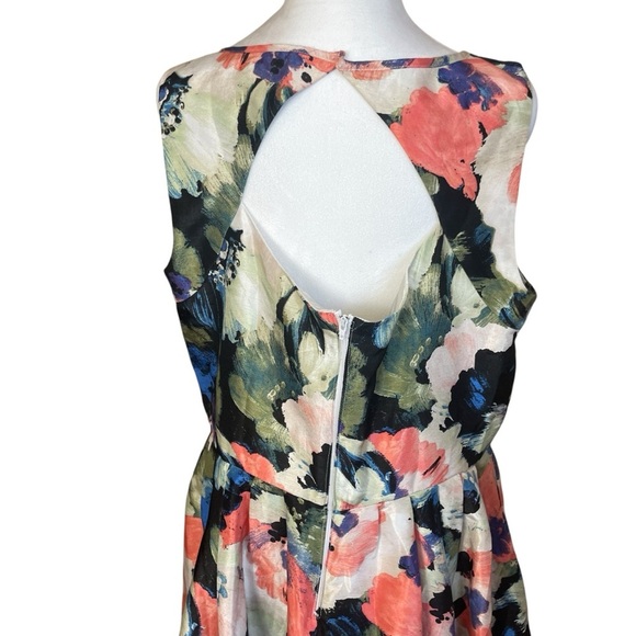 Danny & Nicole Floral Fit & Flare Dress 16 Round Neck Wedding Guest Garden Party - Picture 7 of 14